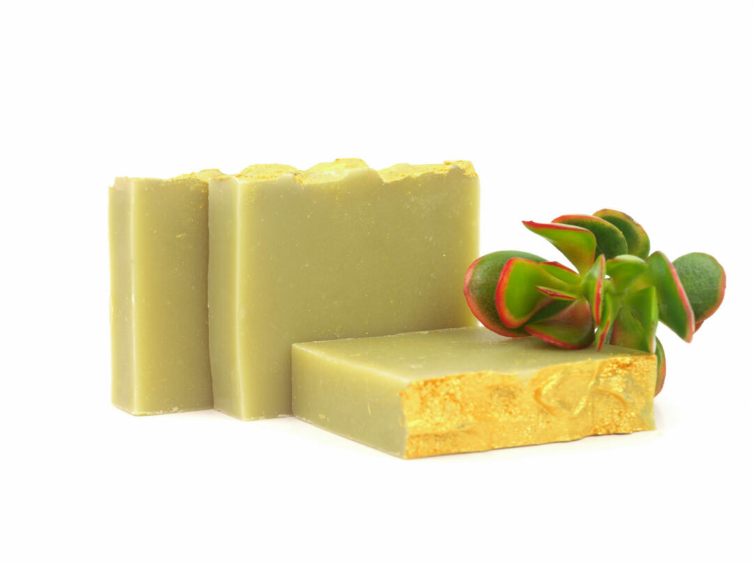 french pear soap with plant