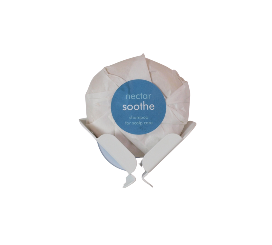 soothe shampoo bar in block dock on transparent background